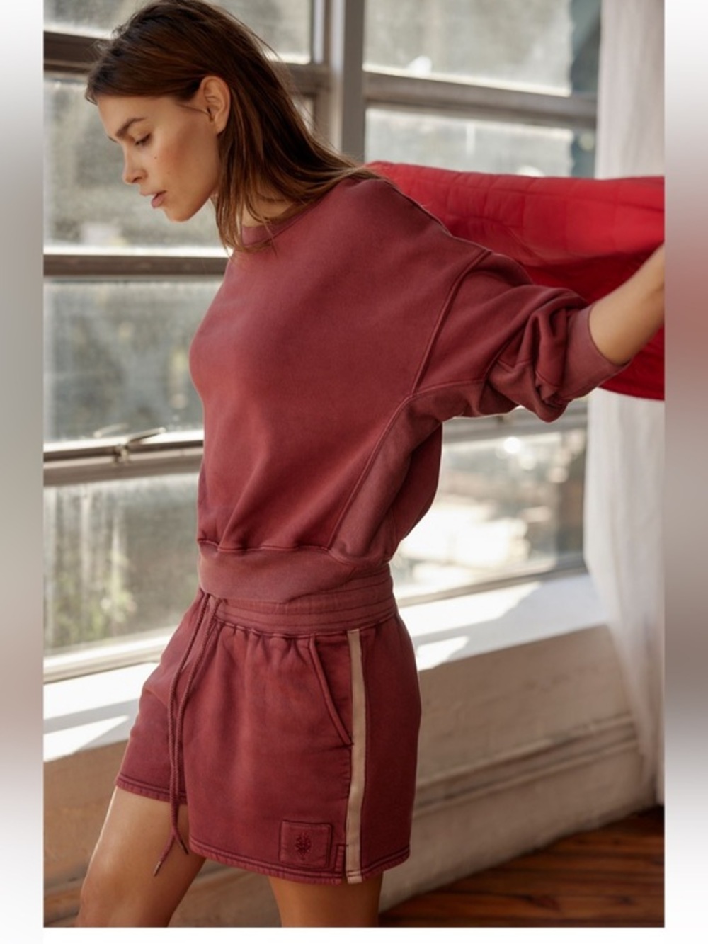 EUC FP Movement for Free People Sprint to the Finish shorts Maroon